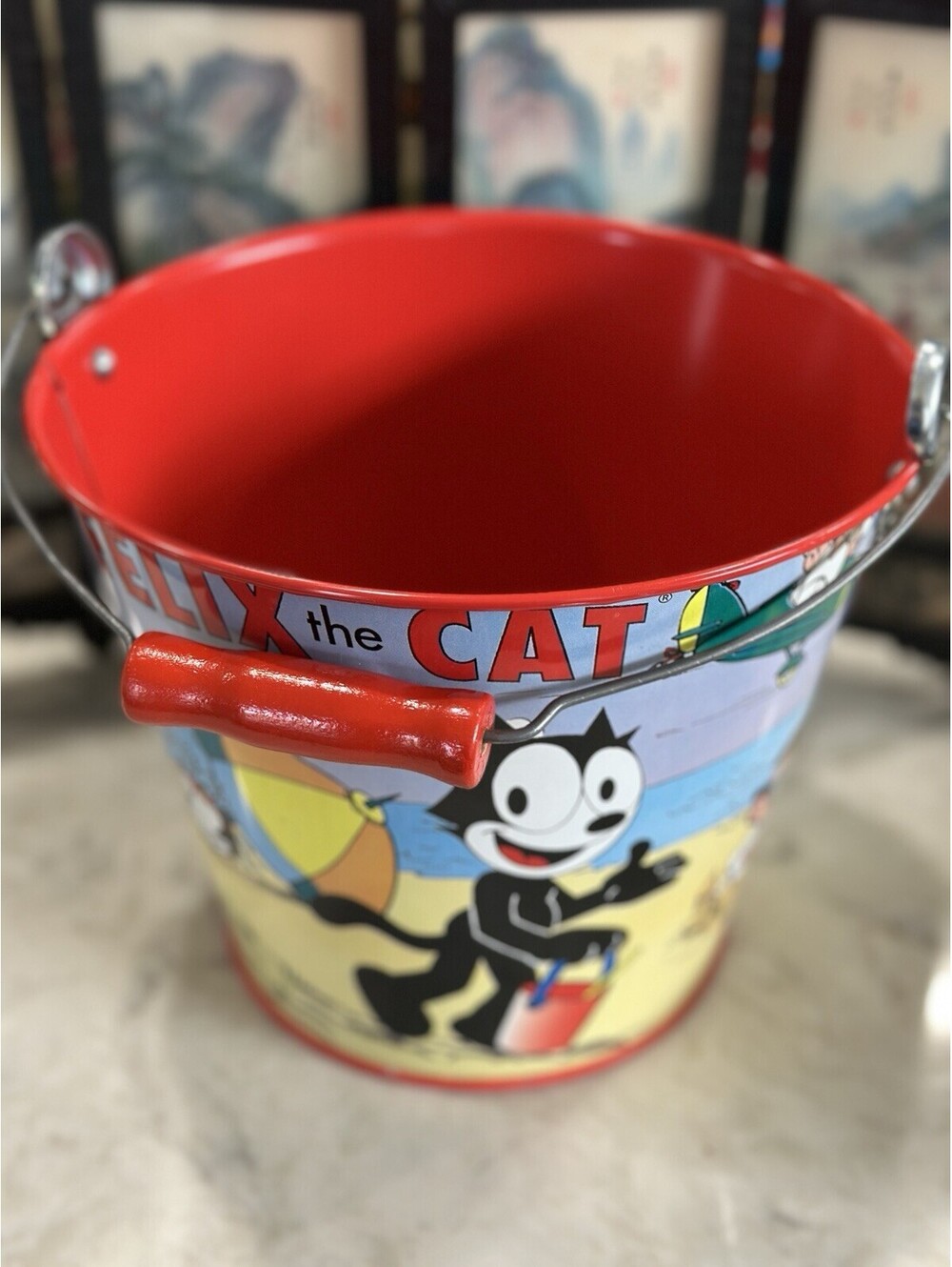 Felix the Cat Schylling Tin Pail Sand Bucket New 6 Inches Tall
